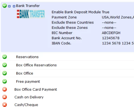 Enable Bank Transfer, Cheque Payment, COD, and Free Reservations