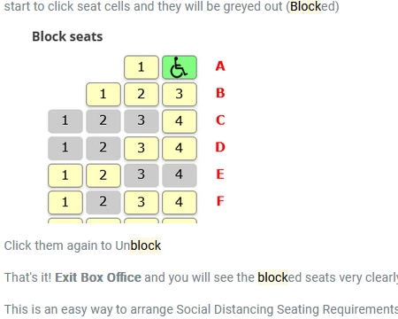 Allow Box Office Staff to Block Seats Easily