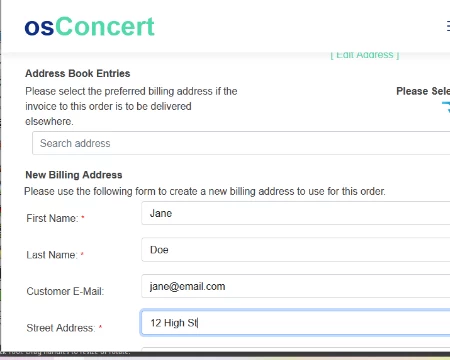 Box Office Billing Address selection for easy agent sales