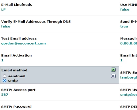 Choose SMTP or Server Sendmail for your mailout options (with DEBUG) 