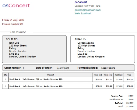 Configure PDF invoices for your customers to download and print.