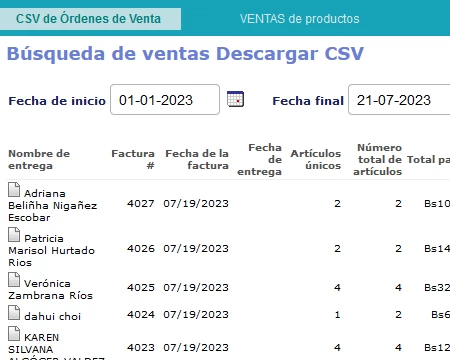 Export Sales, Scanning data and Customer Data as CSV